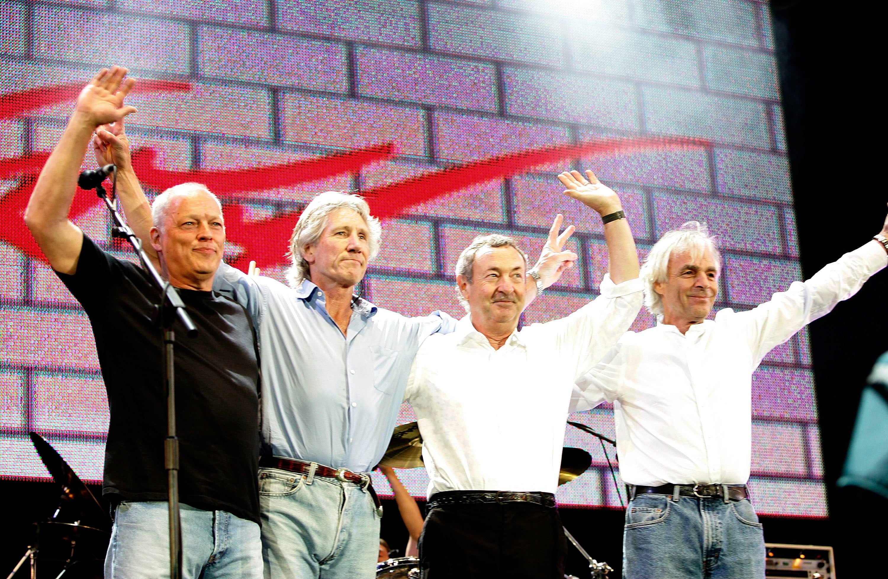 (L to R) David Gilmour, Roger Waters, Nick Mason and Rick Wright from the band Pink Floyd in 2005