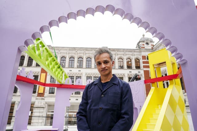 A new architectural installation inspired by the Muslim holy month of Ramadan has opened at the V&A (Jordan Pettitt/PA)