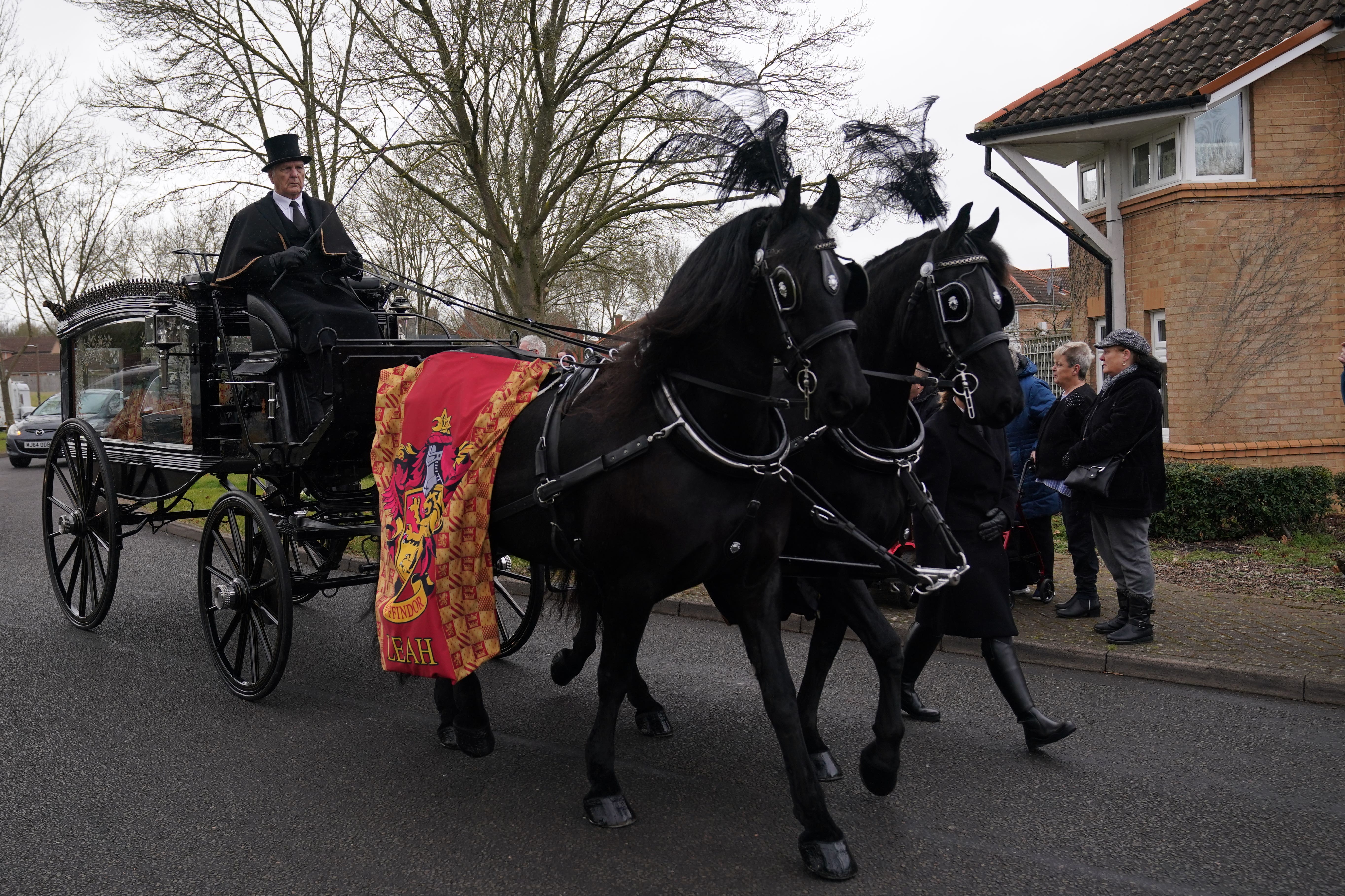 The funeral cortege for Ms Croucher