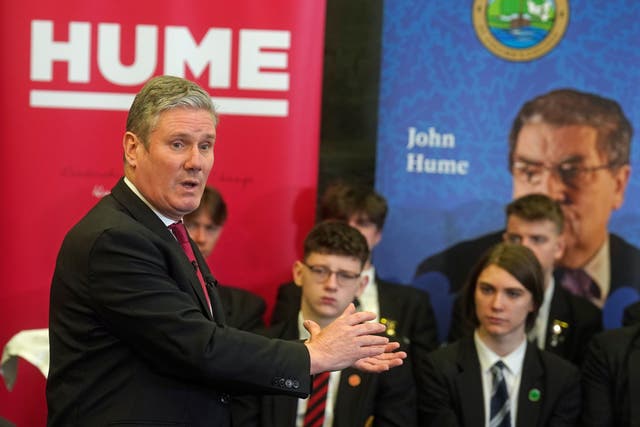 Labour leader Sir Keir Starmer delivers a speech for the Hume Foundation (Brian Lawless/PA)