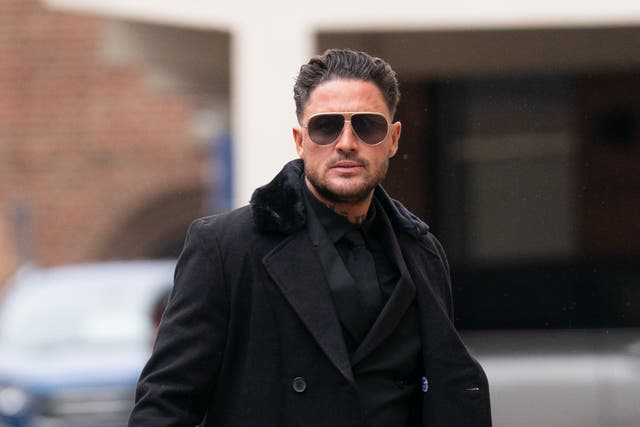 Reality TV star Stephen Bear arrives at Chelmsford Crown Court to be sentenced (Joe Giddens/PA)