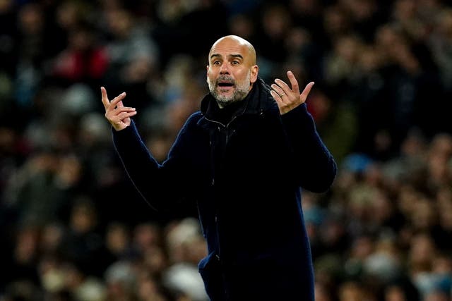 Pep Guardiola has complained about Manchester City’s treatment by referees (Martin Rickett/PA)