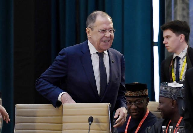 <p>Russian foreign minister Sergei Lavrov attends the G20 foreign ministers’ meeting in New Delhi on 2 March</p>