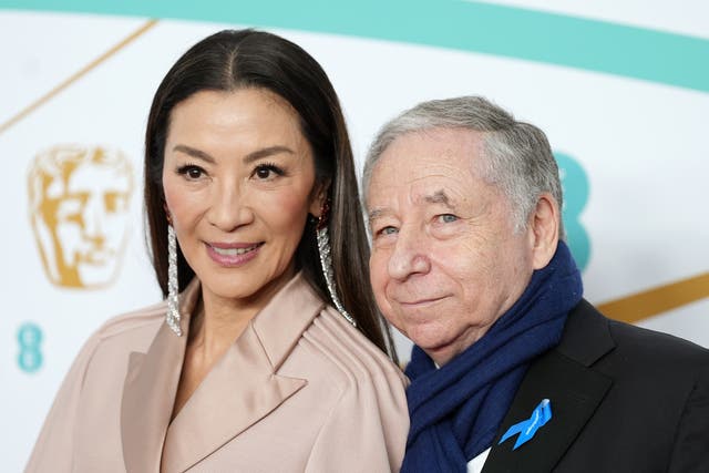 <p>Michelle Yeoh and Jean Todt attend the EE BAFTA Film Awards 2023 at The Royal Festival Hall on February 19, 2023 </p>