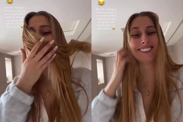 <p>Stacey Solomon reveals she has washed her hair for the first time since giving birth three weeks ago</p>