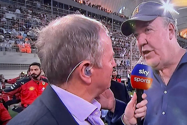 <p>Jeremy Clarkson appeared on Martin Brundle’s grid walk at the Bahrain Grand Prix</p>