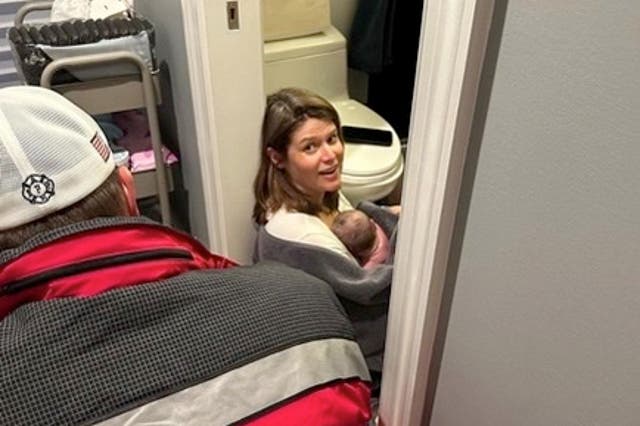 <p>Kasie Hunt gave birth on the bathroom floor of her home</p>