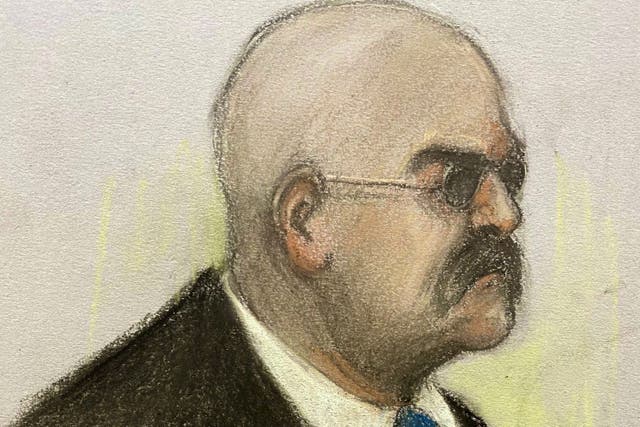 Court artist sketch of Charles Bronson, appearing via video link, during his public parole hearing at the Royal Courts Of Justice, London (Elizabeth Cook/PA)