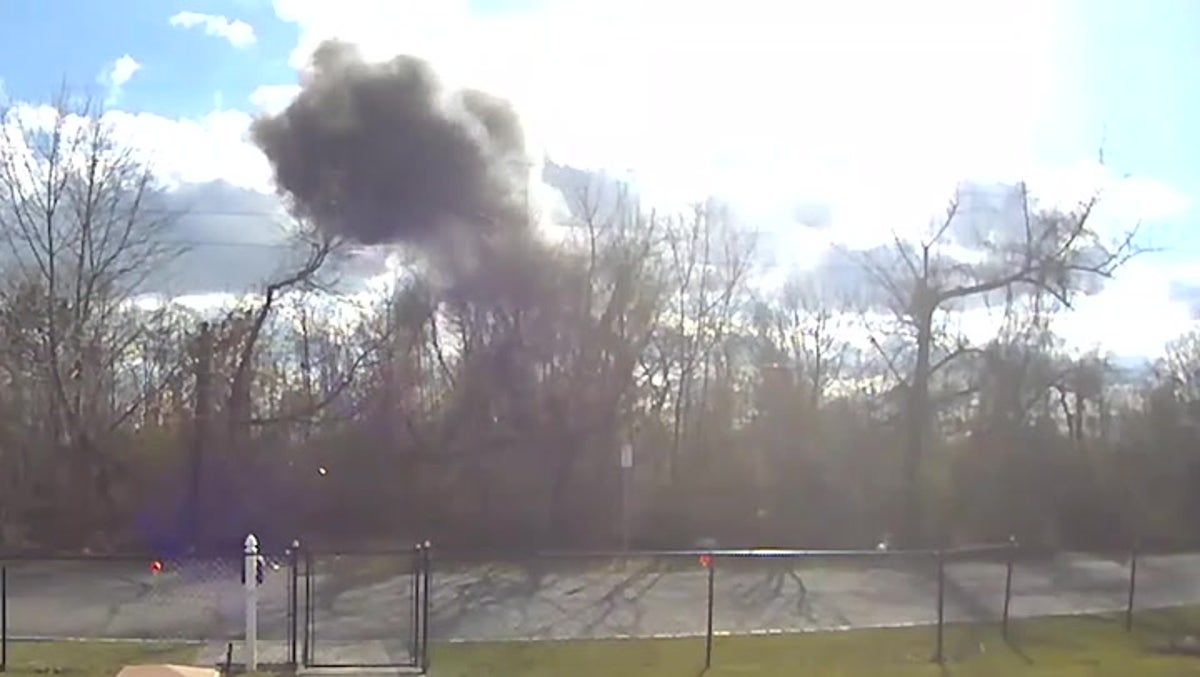 Doorbell camera captures small plane bursting into flames after crashing in Long Island neighbourhood