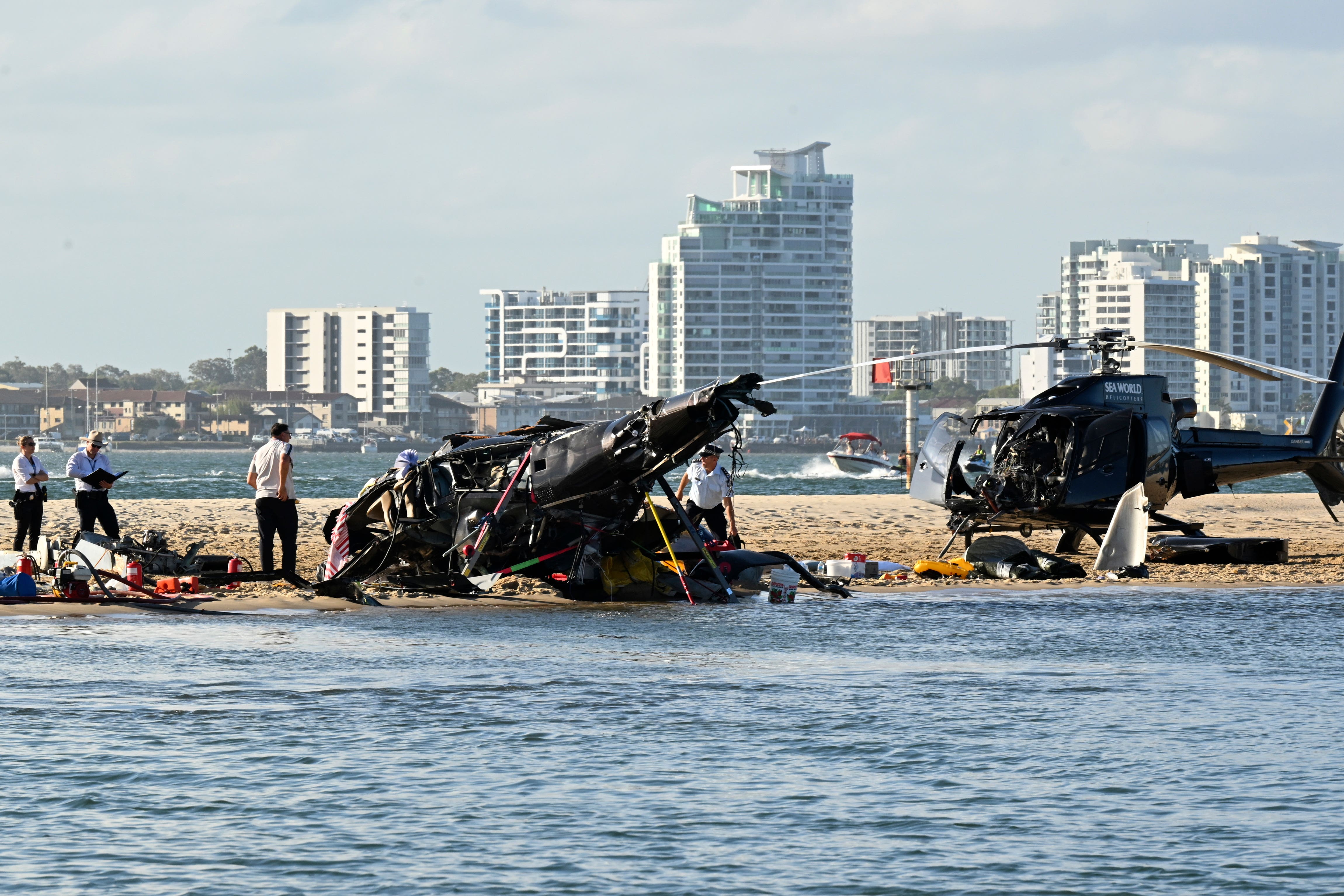 Two sightseeing helicopters crashed on the Gold Coast(Dave Hunt/AAP Image/AP)