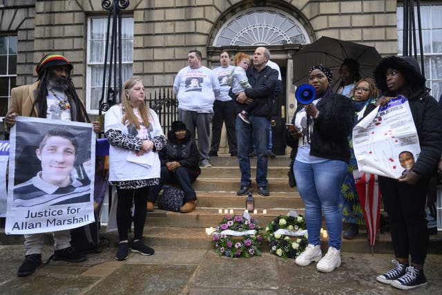 Allan Marshall’s family joined with other death in custody campaigners at a vigil last year (John Linton/PA)