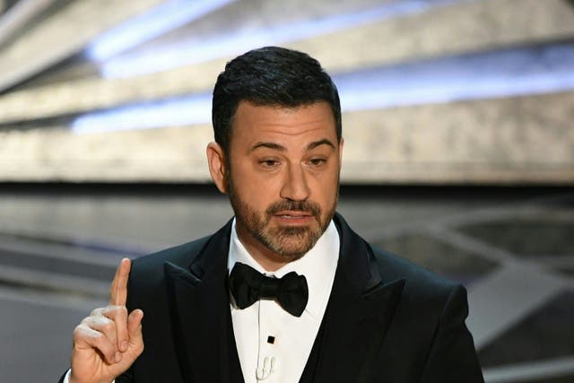 <p>Jimmy Kimmel hosting the Oscars in 2018</p>