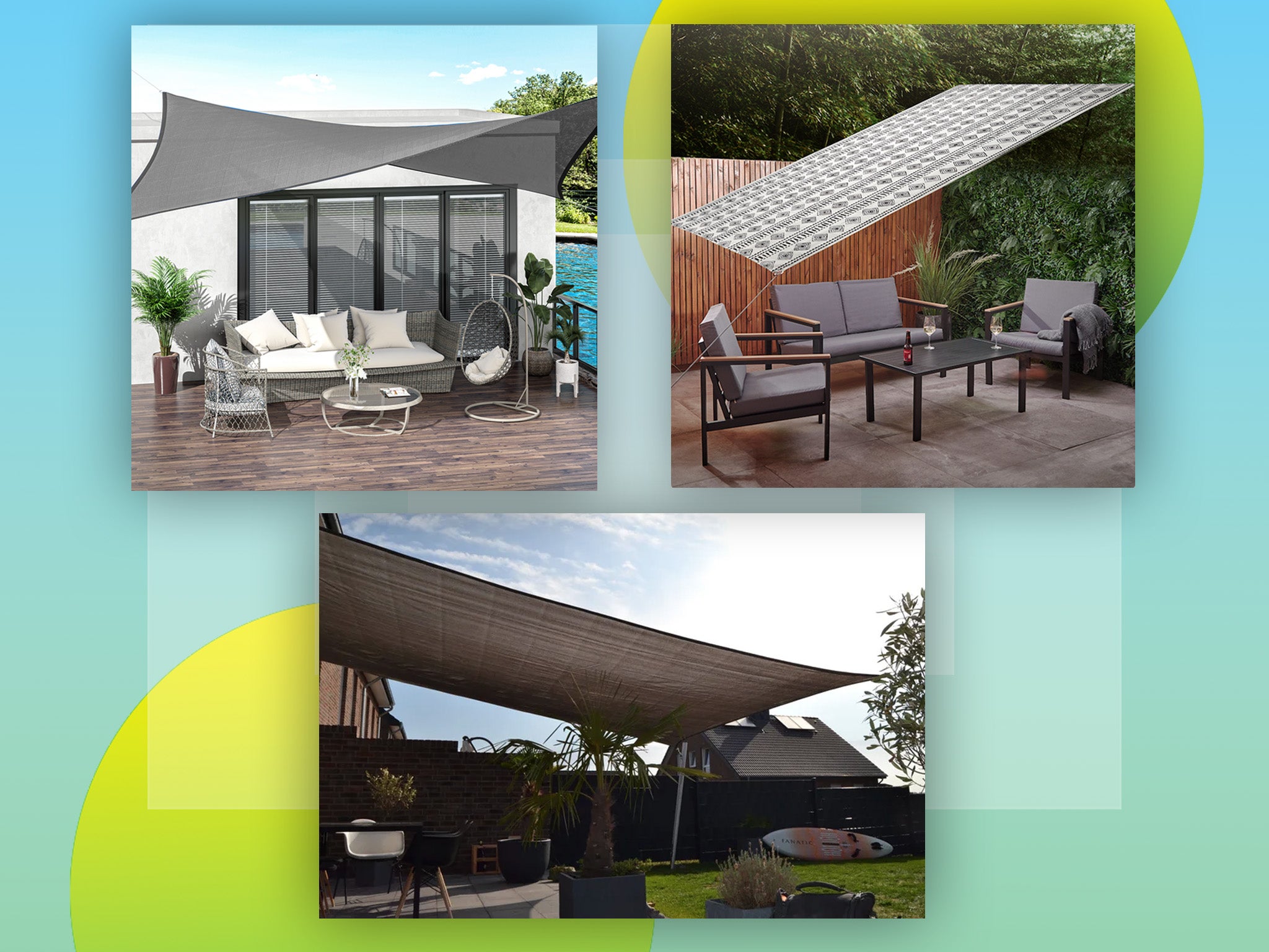 <p>Many shade sails are weather proofed with UV protection and  resistance to the odd shower  </p>