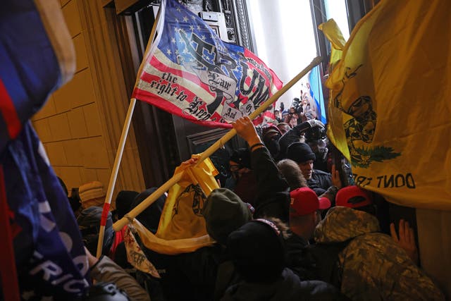 <p>Protesters supporting U.S. President Donald Trump break into the U.S. Capitol on January 06, 2021 in Washington, DC</p>