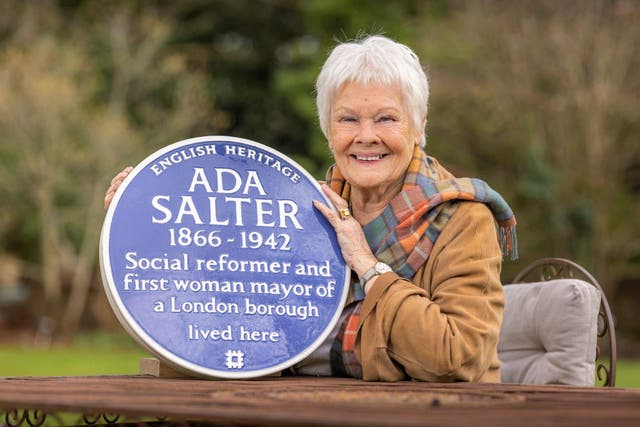 Dame Judi Dench said Ada Salter was a ‘heroic woman’ as a blue plaque is unveiled to the former mayor (English Heritage)