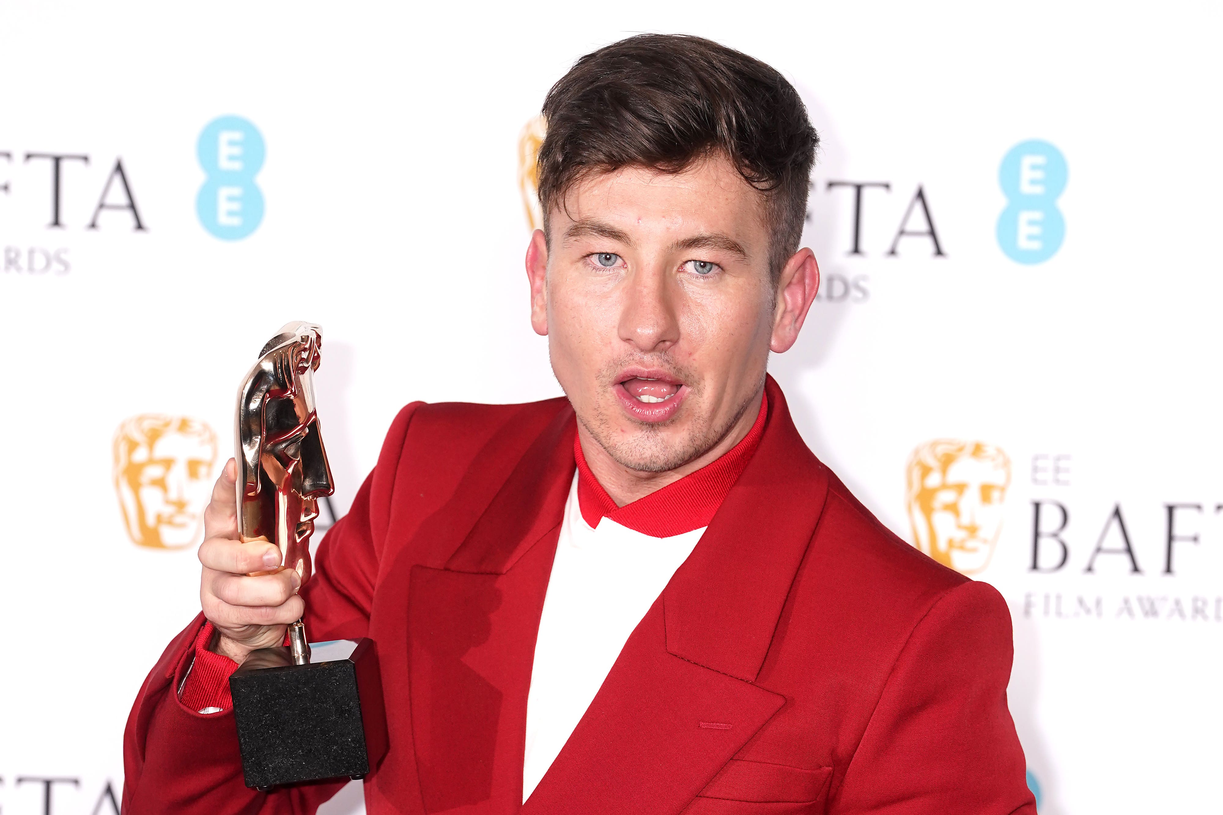 Barry Keoghan poses with his Bafta