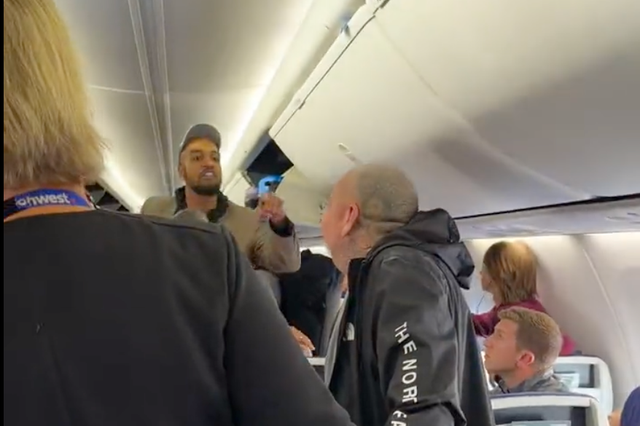 <p>Video footage shows the altercation onboard the Southwest Airlines flight to Phoenix</p>
