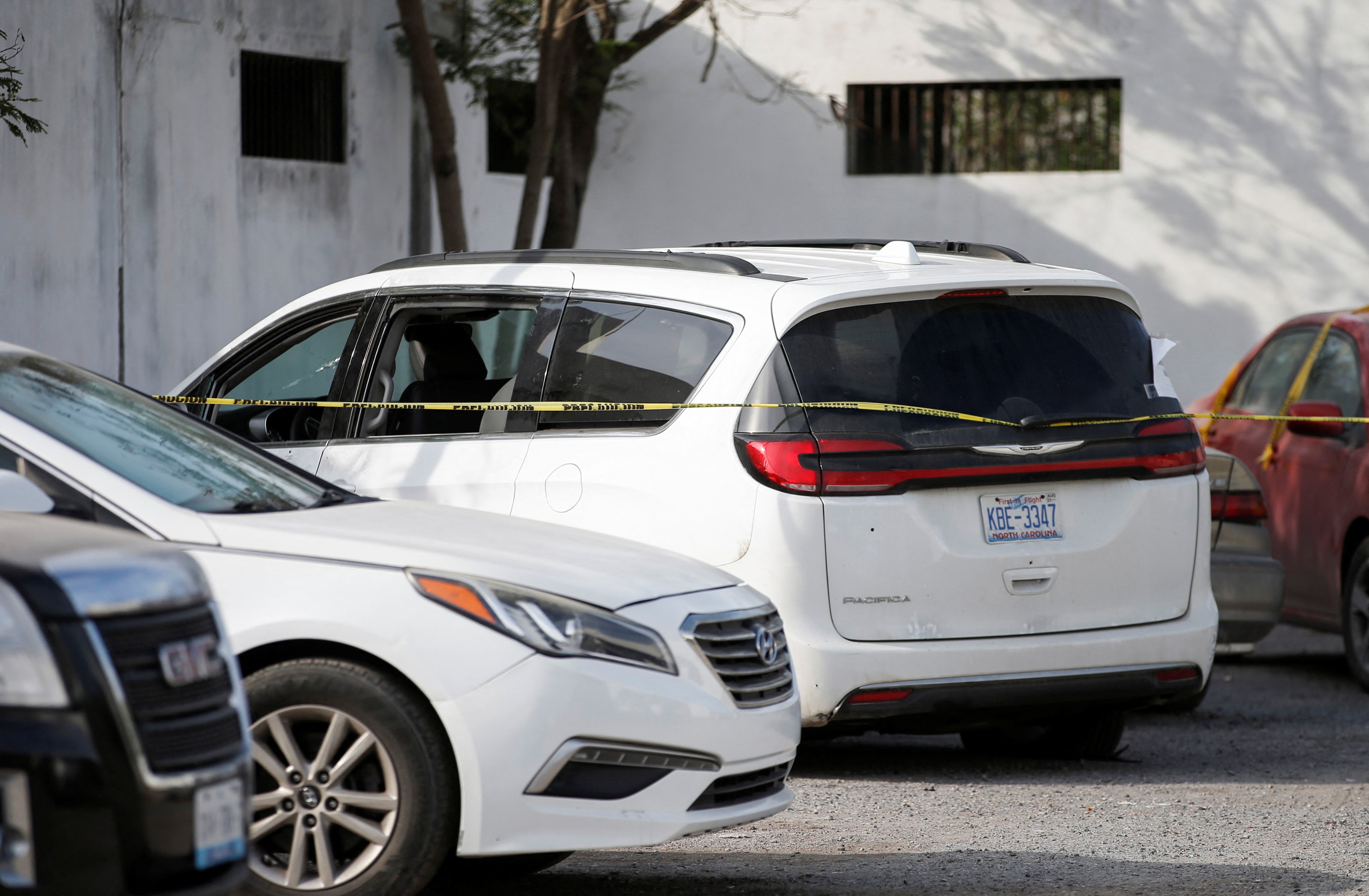 The car in which four Americans were kidnapped by gunman