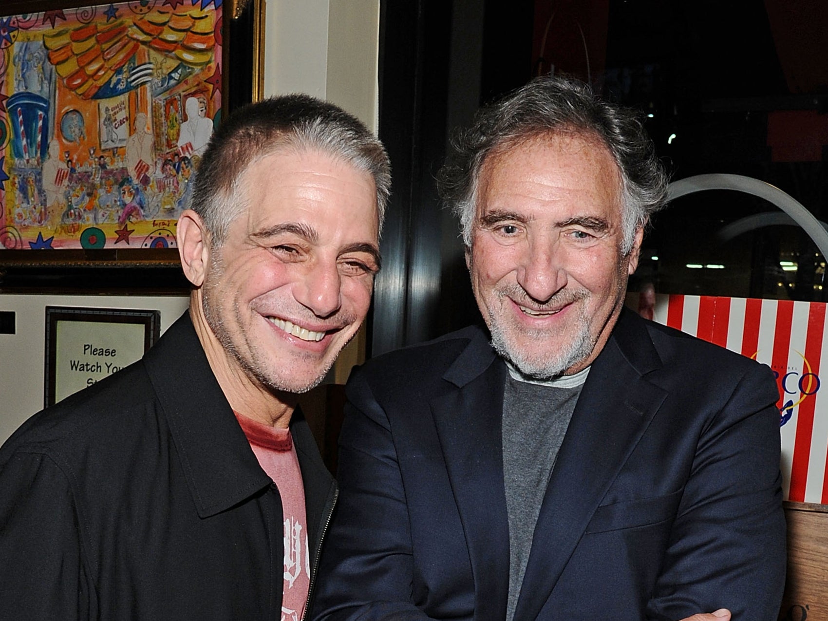 Old friends: ‘Taxi’ co-stars Tony Danza and Hirsch reunite at the screening of ‘Anonymous’ in 2011