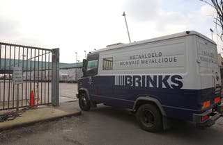 A Brinks armored vehicle. A trio of men were arrested in Philadelphia after they allegedly stole $2 million from an armored Brinks vehicle in June 2025