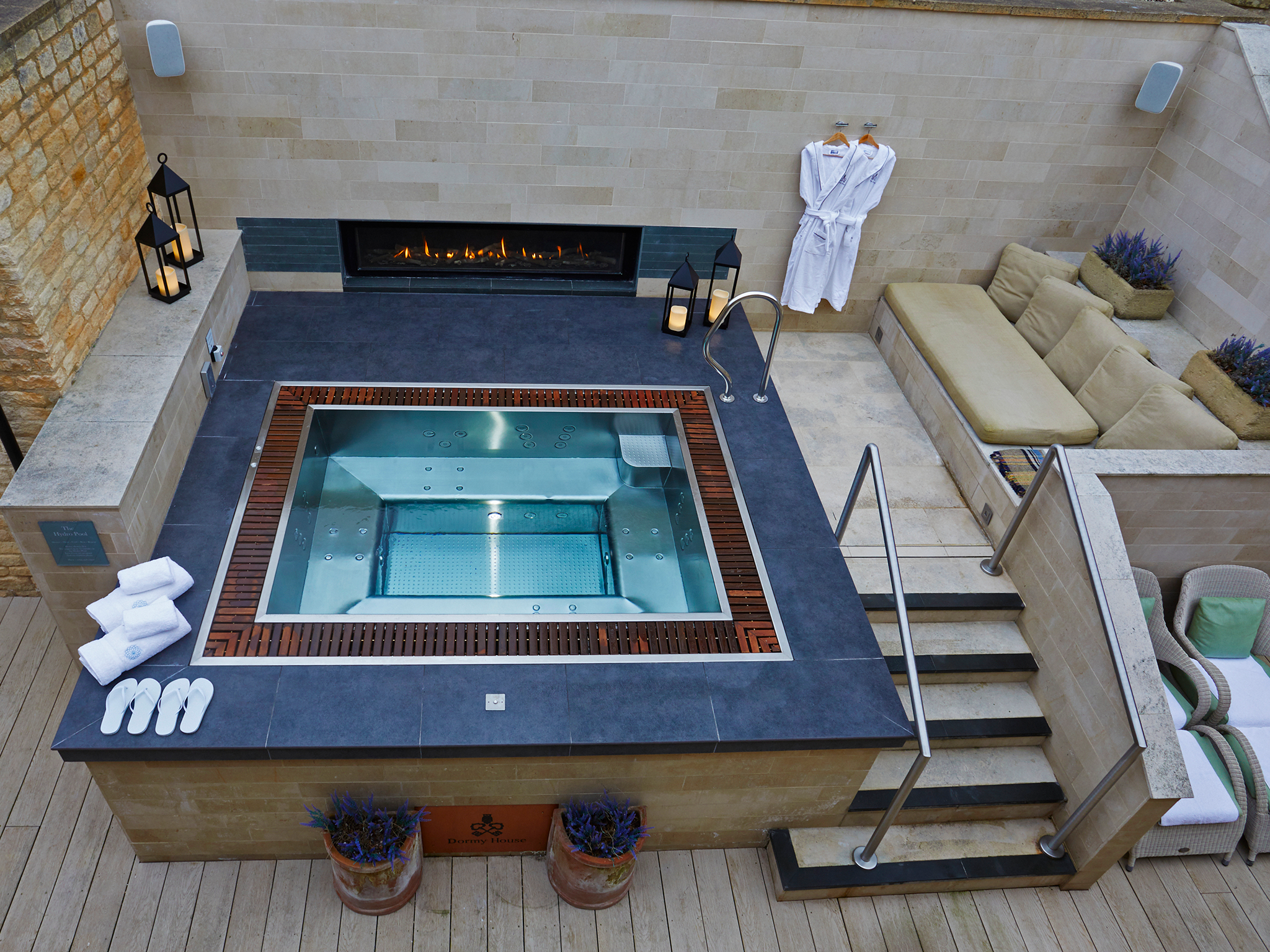The boutique hotel has a candlelit indoor infinity pool and hydrotherapy hot tub