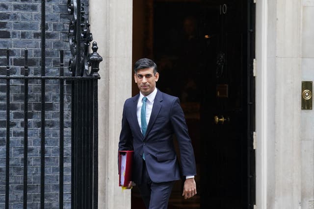 Rishi Sunak departs 10 Downing Street to attend Prime Minister’s Questions (Stefan Rousseau/PA)