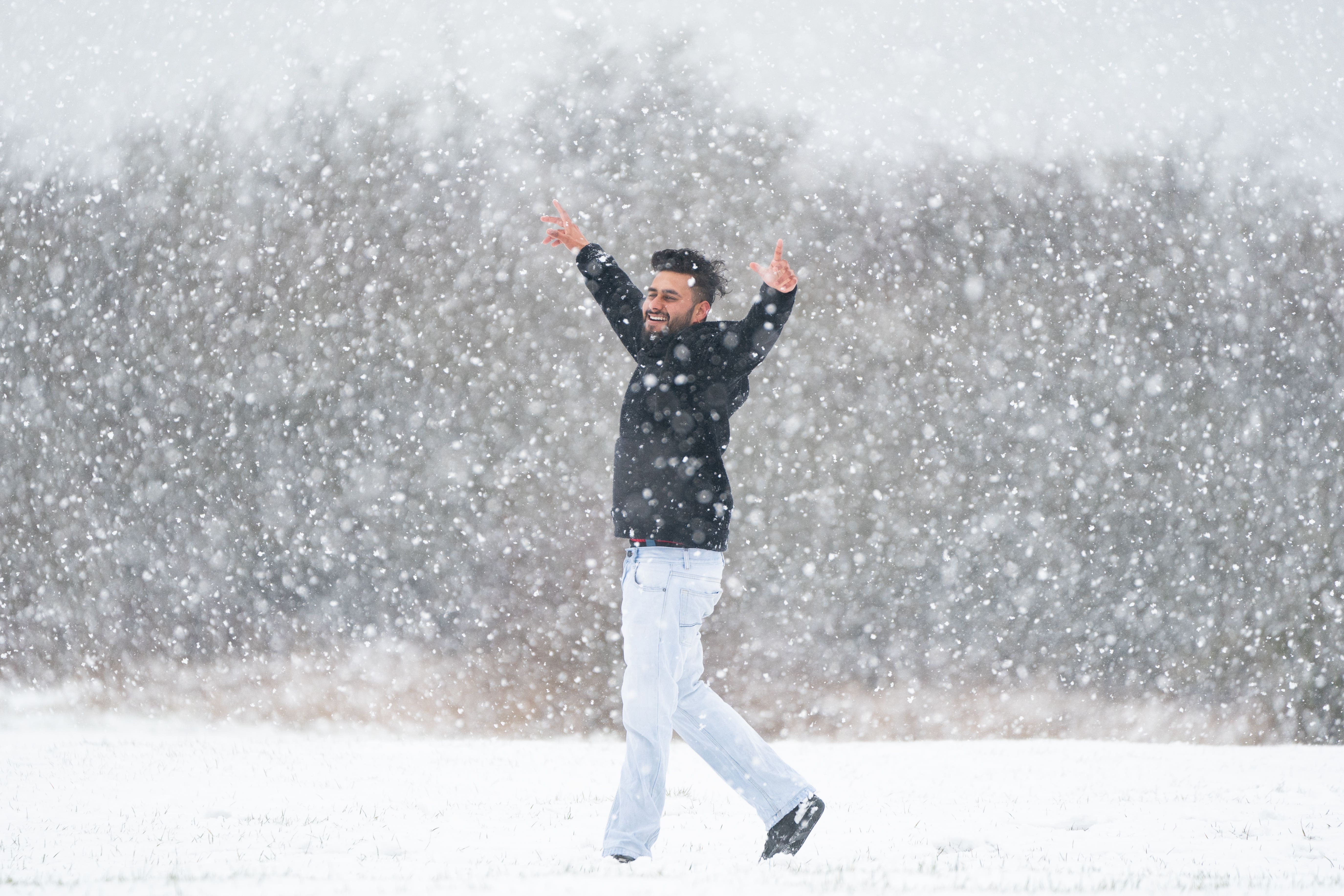Snow on the Dunstable Downs in Bedfordshire (Joe Giddens/PA)