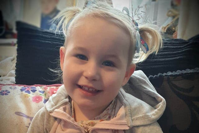 Two-year-old Lola James died after suffering a ‘catastrophic’ head injury at her home in Haverfordwest (Family handout/Dyfed-Powys Police/PA)
