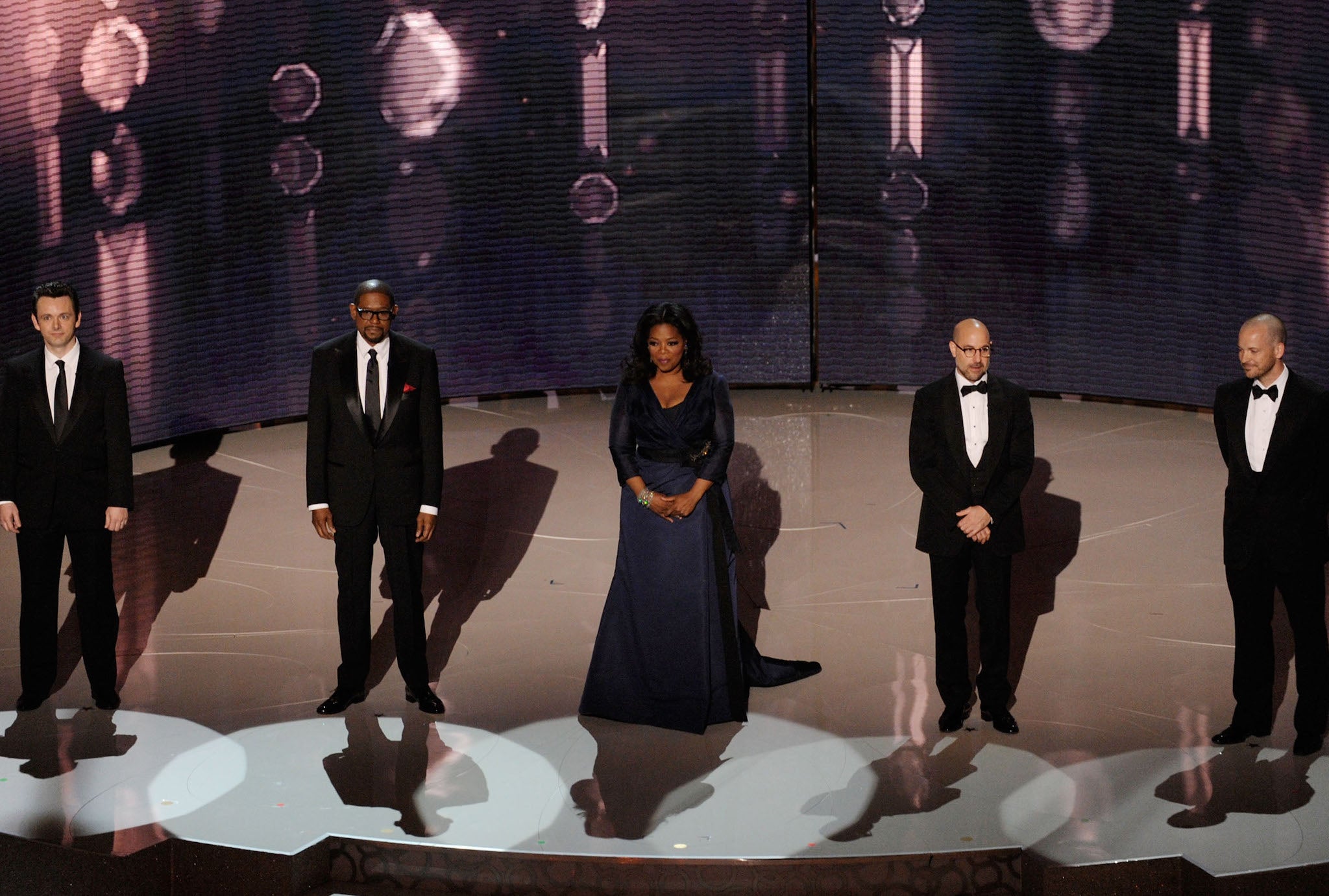 Michael Sheen, Forest Whitaker, Oprah Winfrey, Stanley Tucci, and Peter Saarsgard join forces to present Sandra Bullock as the Best Actress winner