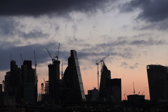 A view of the City of London skyline before sunset (Yui Mok/PA)