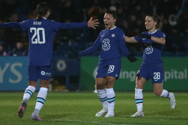 Chelsea moved to within a point of leaders Manchester United in the WSL (Simon Marper/PA)