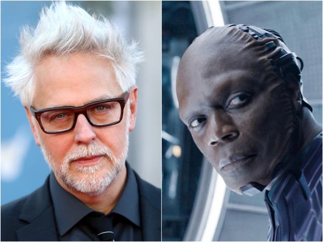 <p>James Gunn (left) and Chukwudi Iwuji in ‘Guardians of the Galaxy Vol. 3’</p>