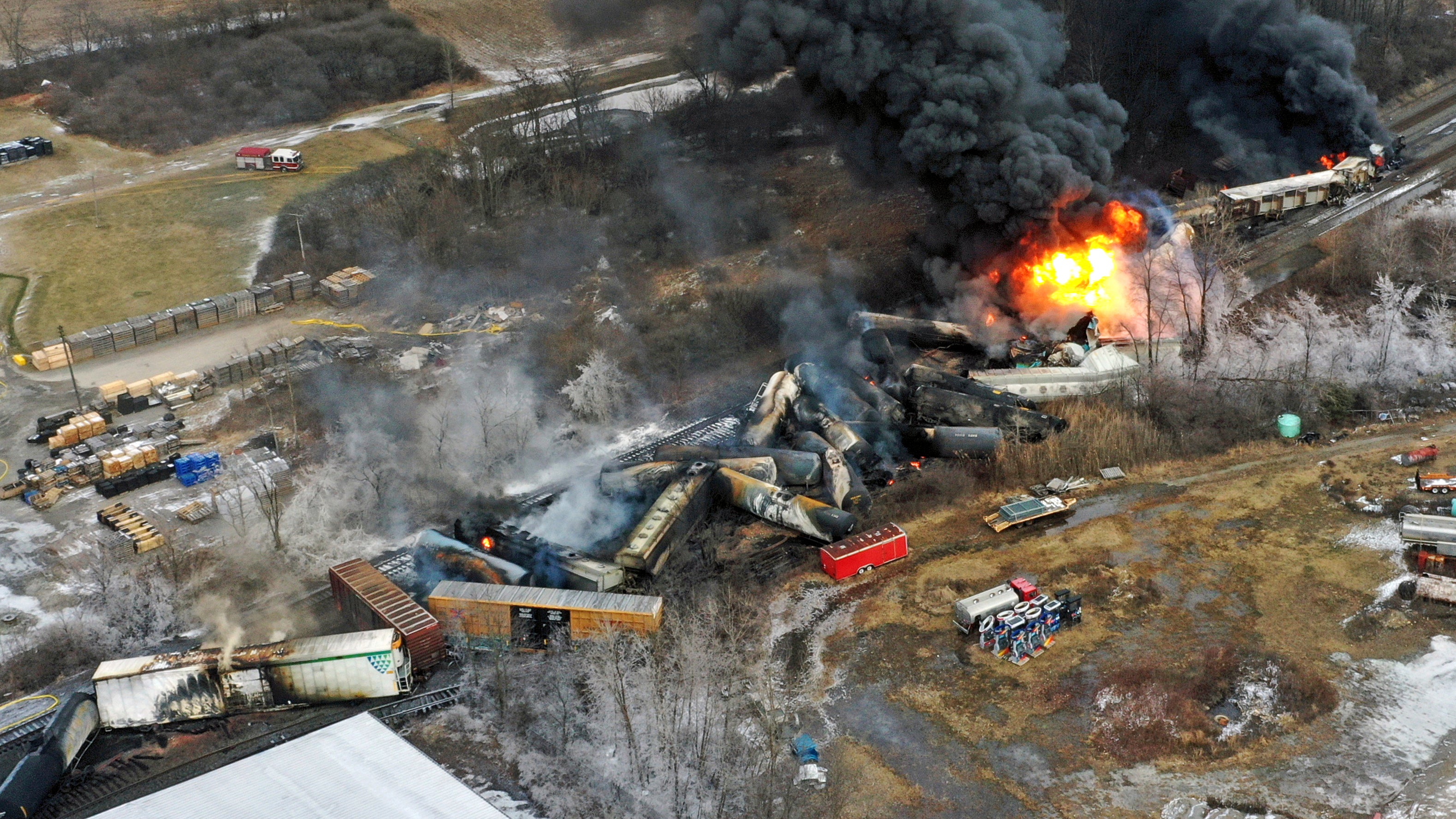 The Norfolk Southern freight train which derailed 3 February in East Palestine, Ohio