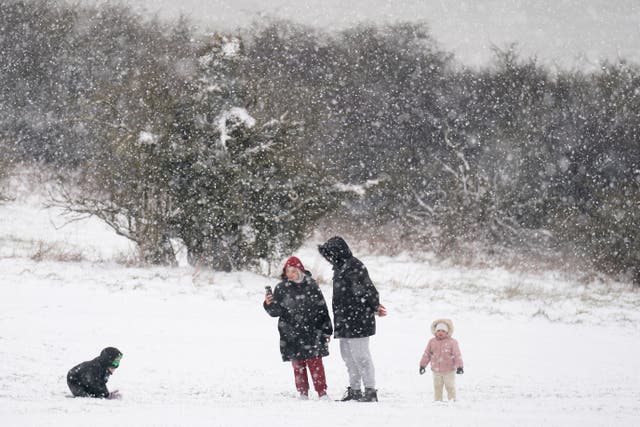 Snowstorms are due to affect large parts of England on Thursday, while sleet and rain batter much of the rest of the UK (Joe Giddens/PA)