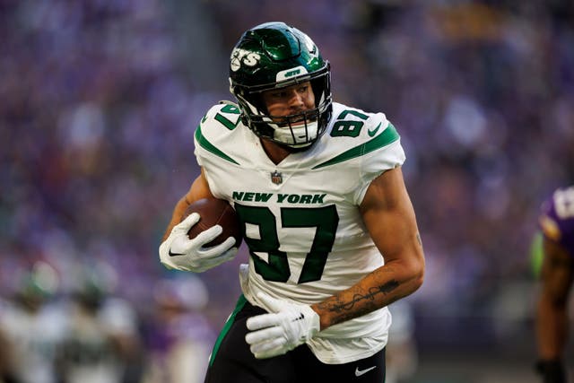 New York Jets tight end CJ Uzomah has been impressed by British NFL knowledge (New York Jets handout)
