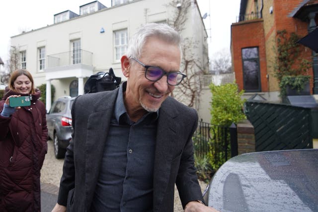 <p>Match Of The Day host Gary Lineker leaves his home in London this morning </p>