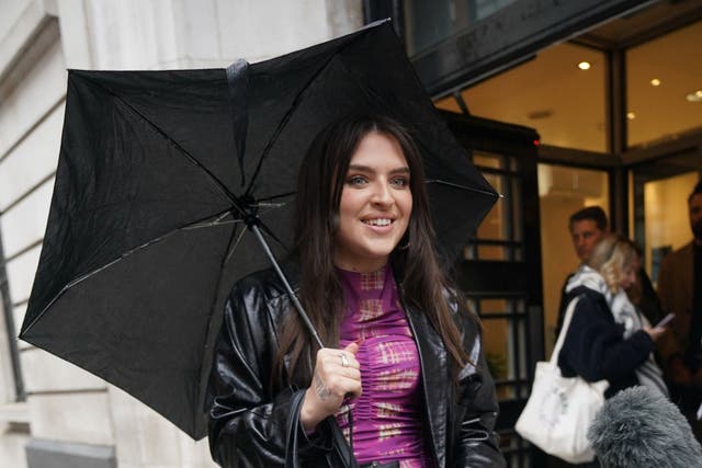 Singer Mae Muller outside BBC Wogan House in London, after she was confirmed as the UK’s act for the Eurovision Song Contest 2023, performing the track I Wrote A Song (Yui Mok/PA)