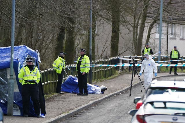 Police at the scene on Nairn Road in Greenock, following Mr Canney’s death (Andrew Milligan/PA)