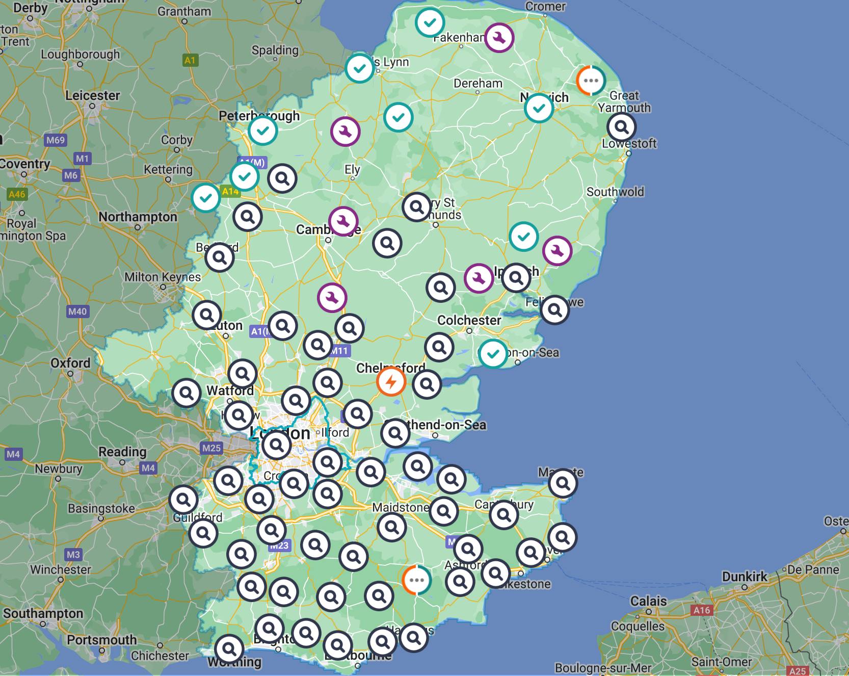 Map showing live power outages across UK