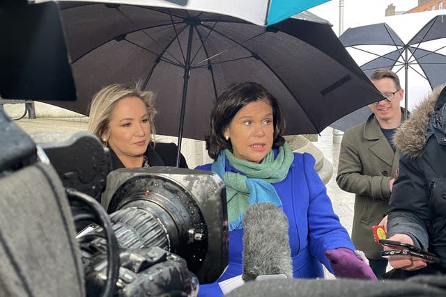 Sinn Fein Party leader Mary Lou McDonald (right) and vice president Michelle O’Neill (PA)