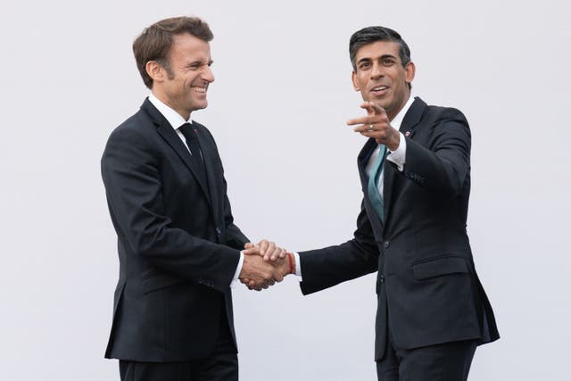 Prime Minister Rishi Sunak and French president Emmanuel Macron (Stefan Rousseau/PA)