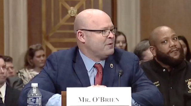 <p>Teamsters President Sean O’Brien testifying at the Senate HELP committee on Wednesday, March 8, 2023</p>