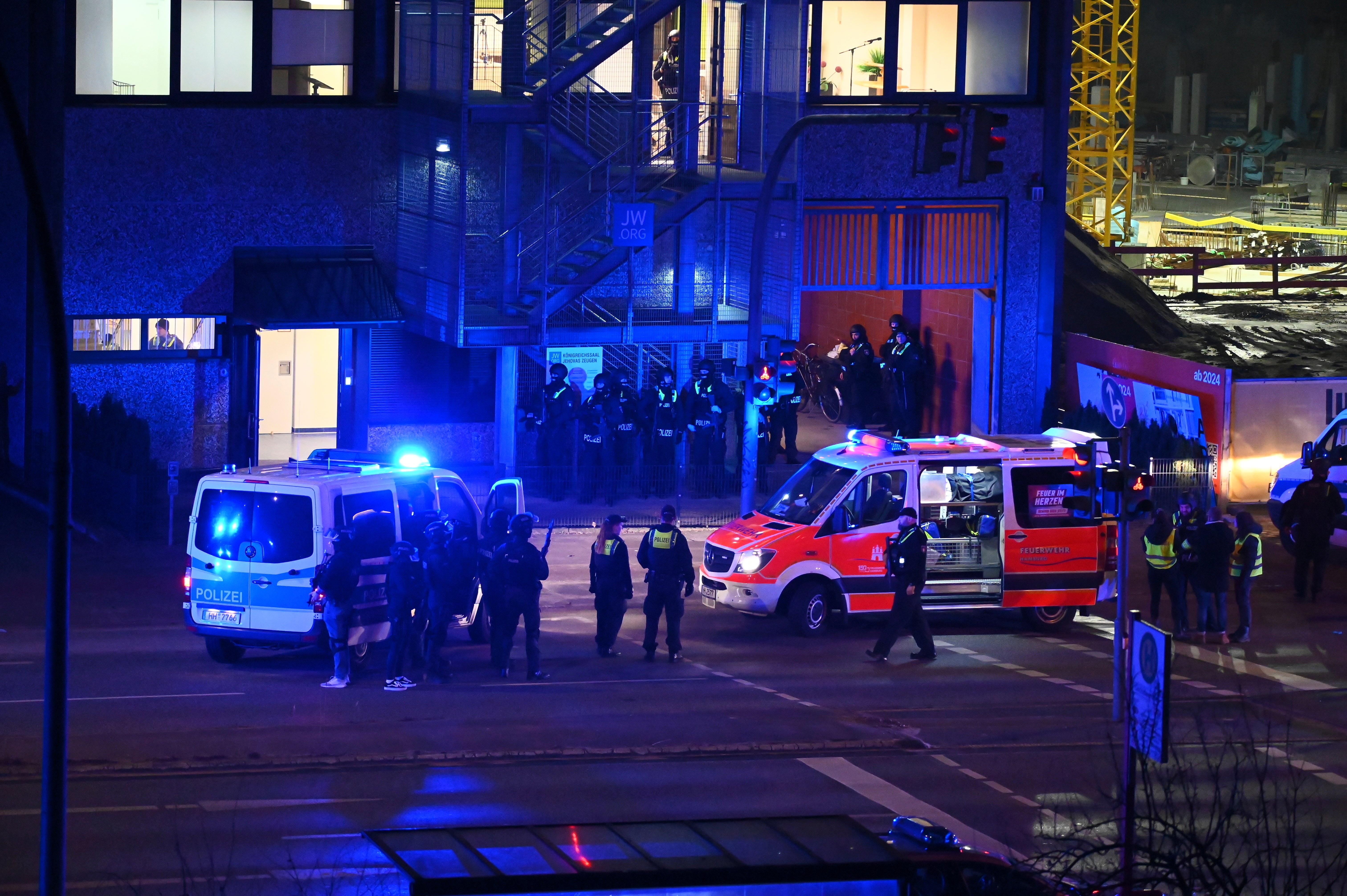 

<p>Police mass outside the site of an alleged church centre shooting in Hamburg, Germany, on 9 March, 2023 </p>
<p>” height=”4024″ width=”6048″ layout=”responsive” data-hero i-amphtml-ssr class=”i-amphtml-layout-responsive i-amphtml-layout-size-defined” i-amphtml-layout=”responsive”><i-amphtml-sizer slot=