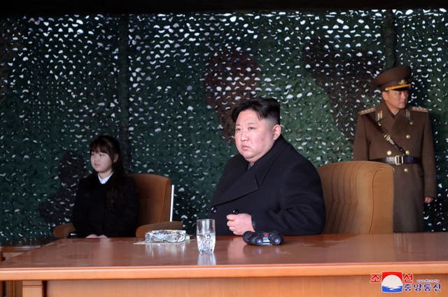 <p>Kim Jong Un attends artillery unit launch drill with daughter</p>