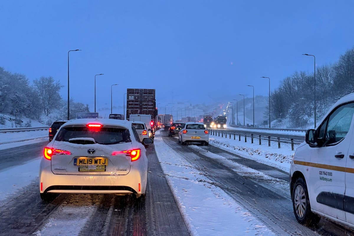 Drivers stranded for hours as snow blocks roads