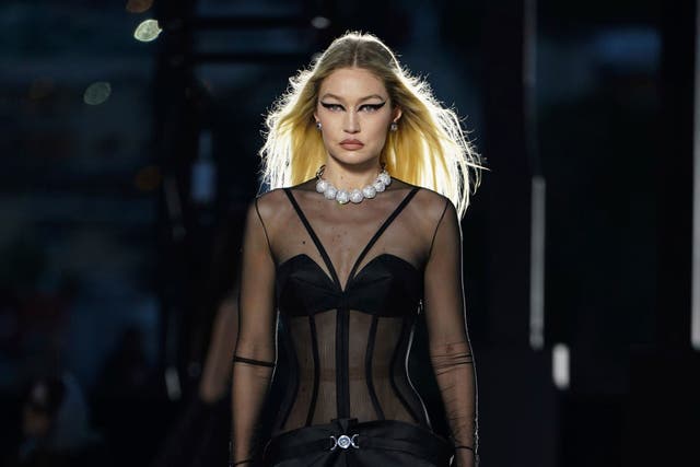 Gigi Hadid walked in the latest Versace show (Jordan Strauss/AP)