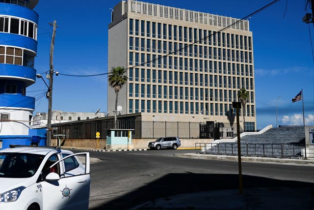 <p>View of the US embassy in Havana, on February 3, 2022</p>