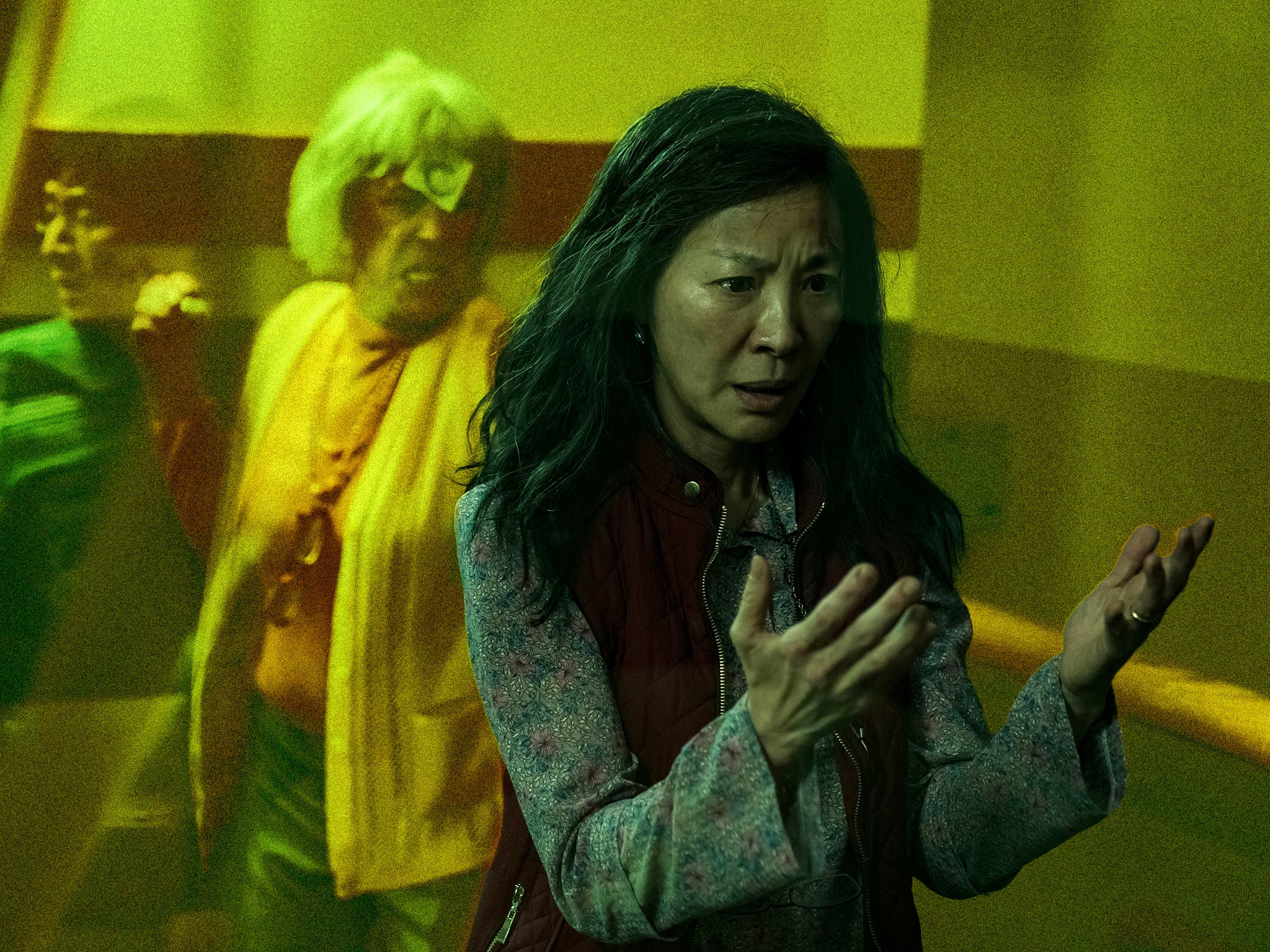 Ke Huy Quan, Jamie Lee Curtis and Michelle Yeoh in ‘Everything Everywhere All at Once'