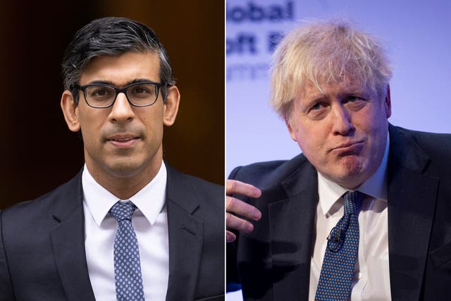 <p>Rishi Sunak and Boris Johnson </p>