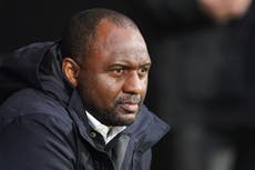 Patrick Vieira not feeling extra pressure as Crystal Palace face survival battle